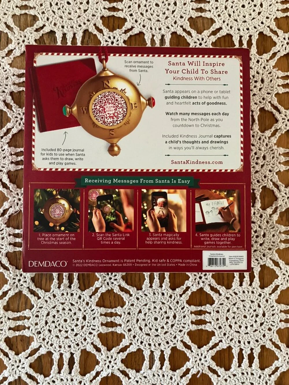 New 2022 Demdaco Santa’s Kindness Ornament with Journal